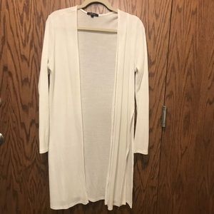 Large Long White Cardian w/ Slits!